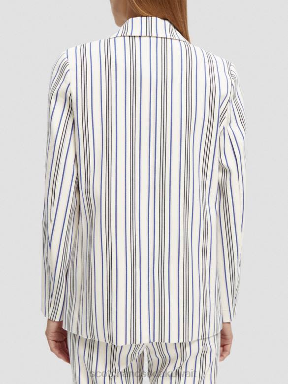 ملابس Scotch & Soda سترة مخططة مزدوجة الصدر خطوط وردية زرقاء نحيف N0V4172