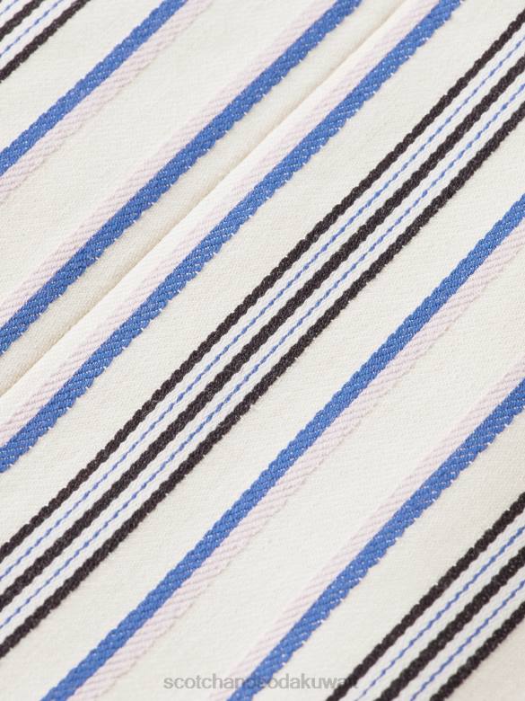 ملابس Scotch & Soda سترة مخططة مزدوجة الصدر خطوط وردية زرقاء نحيف N0V4172