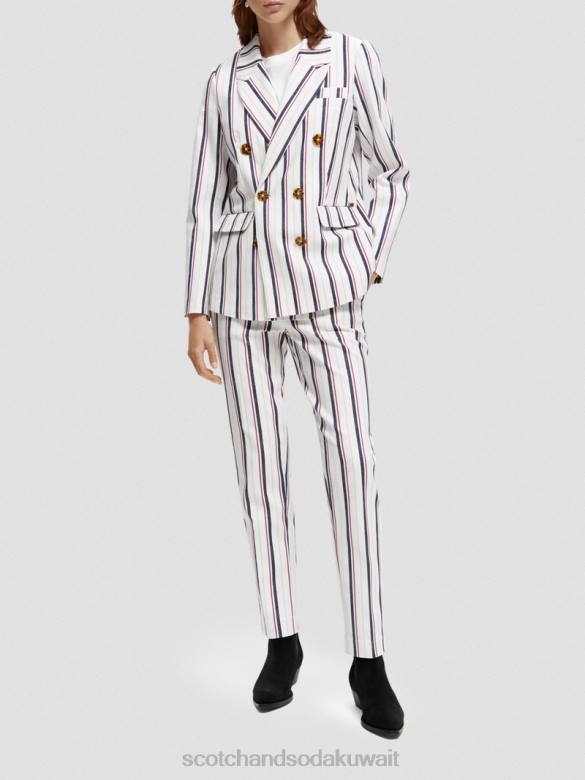 ملابس Scotch & Soda سترة مخططة مزدوجة الصدر شريط النادي نحيف N0V4173