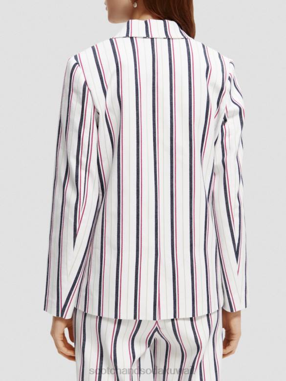 ملابس Scotch & Soda سترة مخططة مزدوجة الصدر شريط النادي نحيف N0V4173