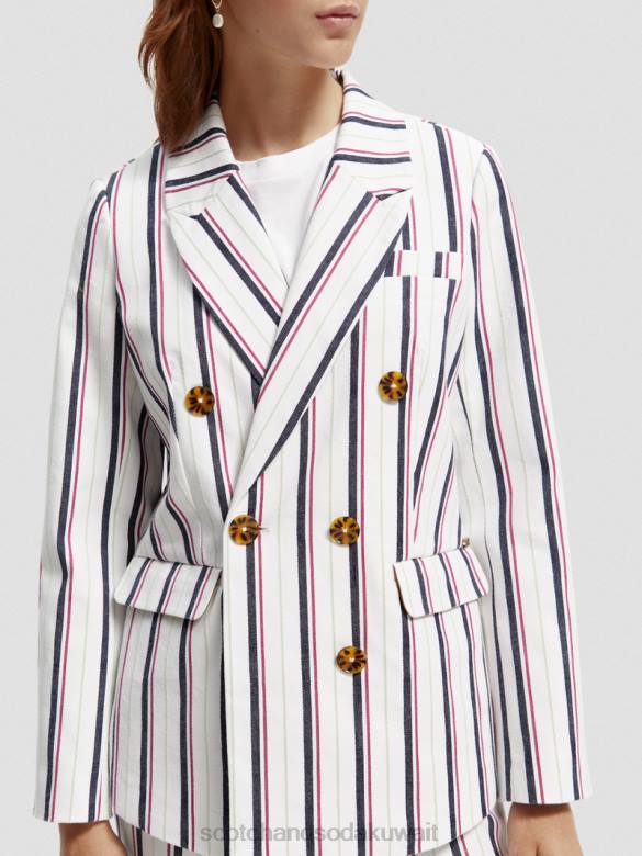 ملابس Scotch & Soda سترة مخططة مزدوجة الصدر شريط النادي نحيف N0V4173