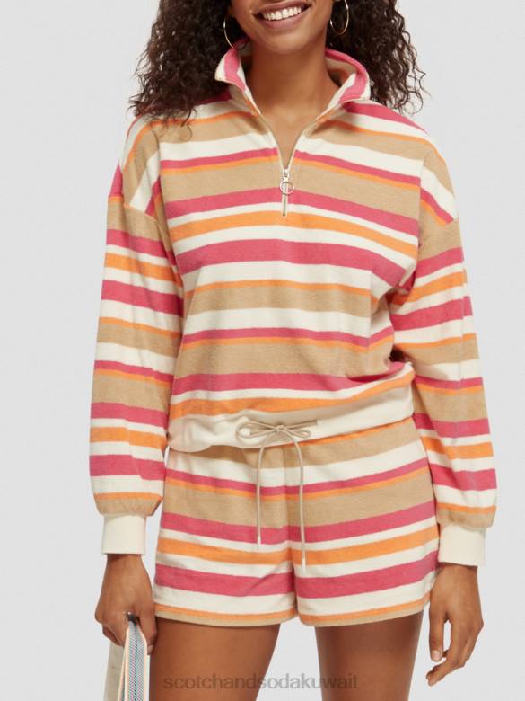 ملابس Scotch & Soda سترة منشفة نصف سحاب الفانيليا البيضاء نحيف N0V4178