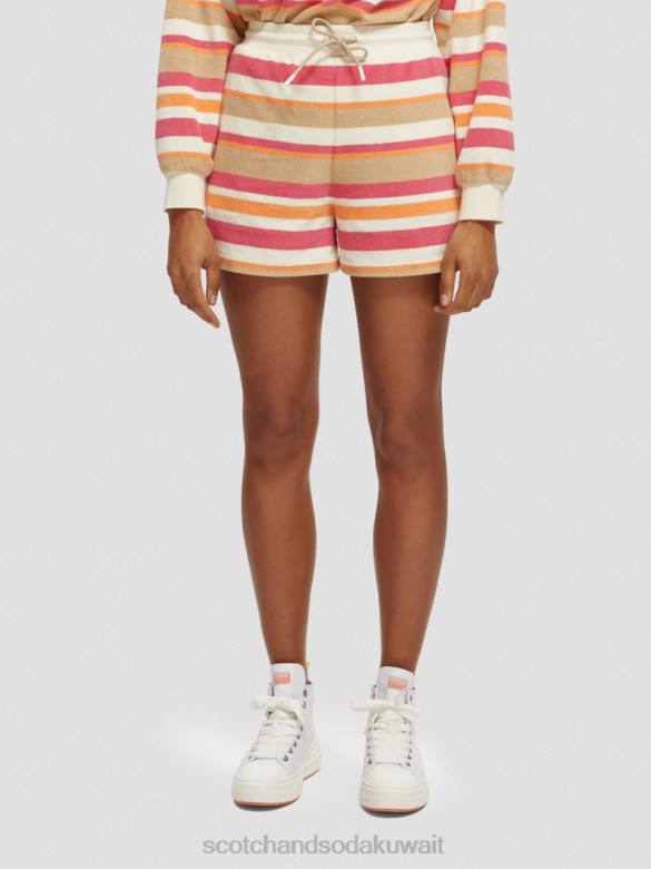 ملابس Scotch & Soda شورت مخطط عالي الارتفاع الفانيليا البيضاء نحيف N0V4179