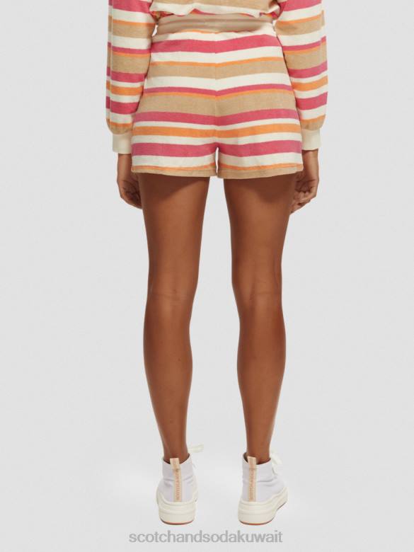 ملابس Scotch & Soda شورت مخطط عالي الارتفاع الفانيليا البيضاء نحيف N0V4179