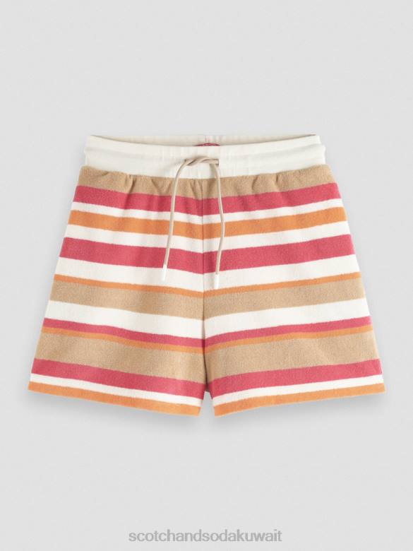 ملابس Scotch & Soda شورت مخطط عالي الارتفاع الفانيليا البيضاء نحيف N0V4179