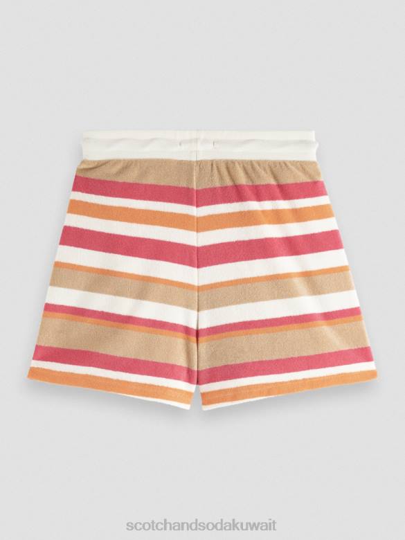 ملابس Scotch & Soda شورت مخطط عالي الارتفاع الفانيليا البيضاء نحيف N0V4179
