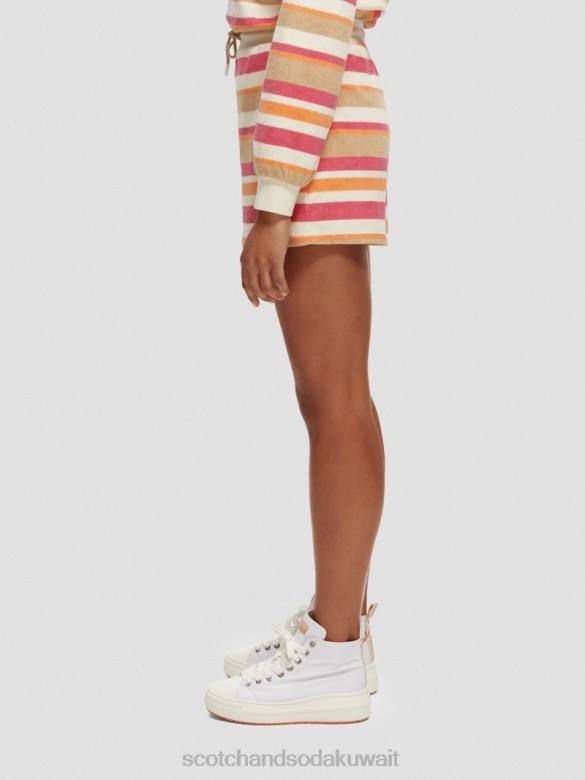 ملابس Scotch & Soda شورت مخطط عالي الارتفاع الفانيليا البيضاء نحيف N0V4179