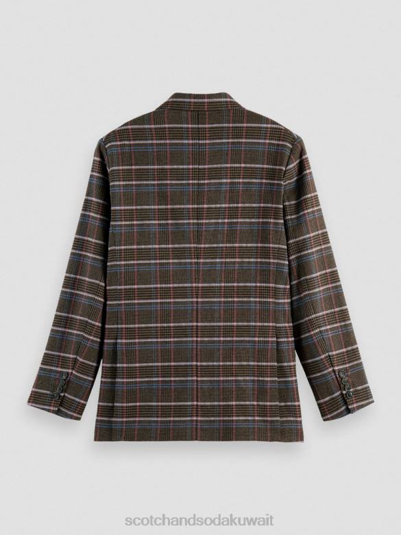 ملابس Scotch & Soda بليزر كاروهات مزدوج الصدر من تصميم هيريتيج البوب ​​التراث نحيف N0V4180