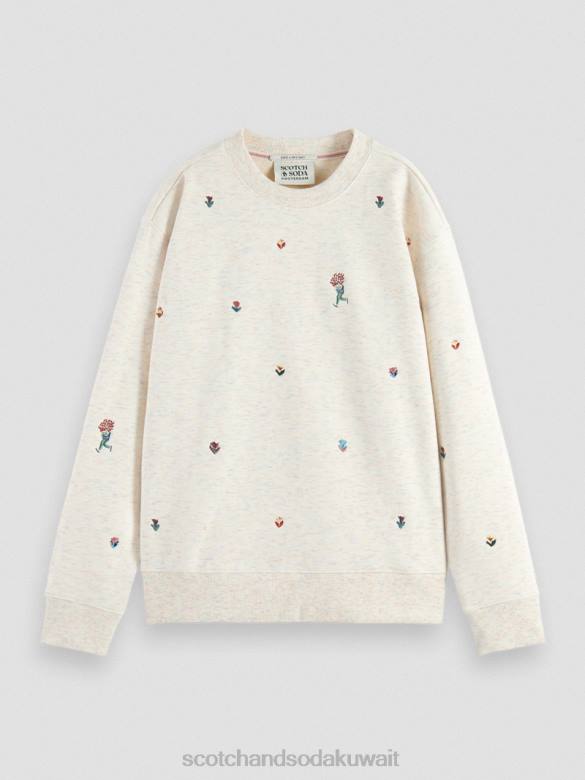 ملابس Scotch & Soda سترة مطرزة مريحة مزيج الفانيليا الأبيض نحيف N0V4183