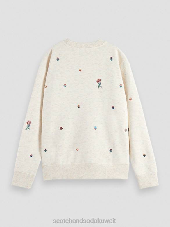 ملابس Scotch & Soda سترة مطرزة مريحة مزيج الفانيليا الأبيض نحيف N0V4183