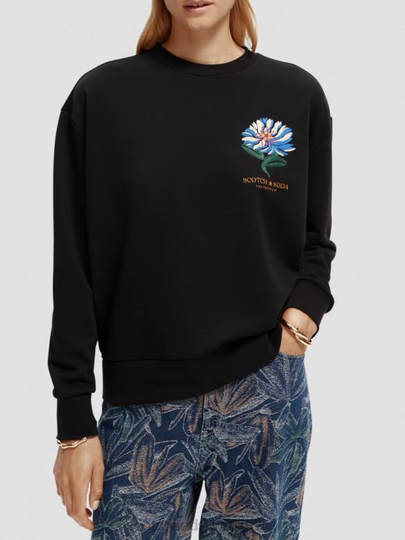ملابس Scotch & Soda سترة فضفاضة مطرزة أسود نحيف N0V4184