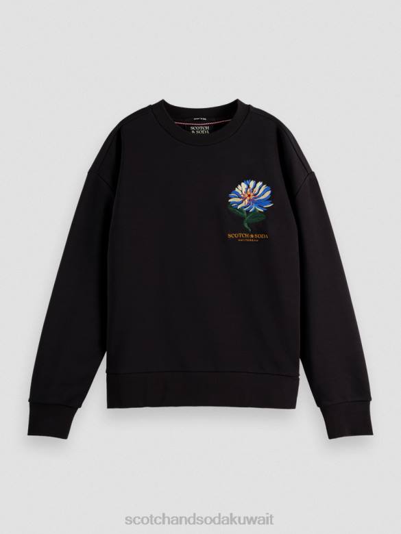 ملابس Scotch & Soda سترة فضفاضة مطرزة أسود نحيف N0V4184