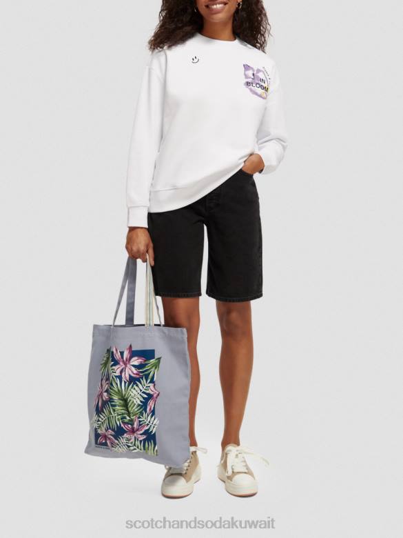 ملابس Scotch & Soda سترة من القطن العضوي فضفاضة أبيض نحيف N0V4186