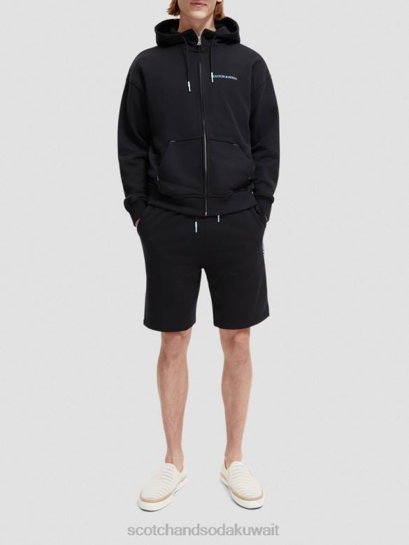 ملابس Scotch & Soda هوديي من القطن العضوي بسحاب أسود نحيف N0V4189