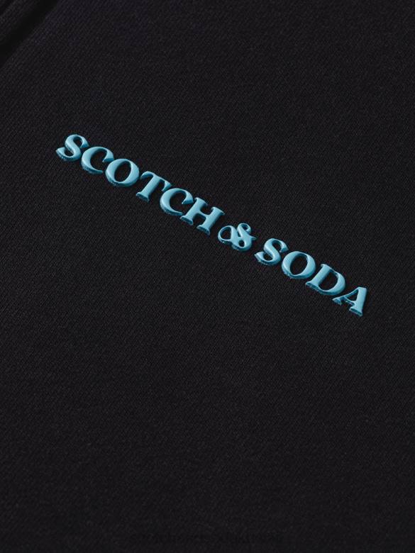 ملابس Scotch & Soda هوديي من القطن العضوي بسحاب أسود نحيف N0V4189