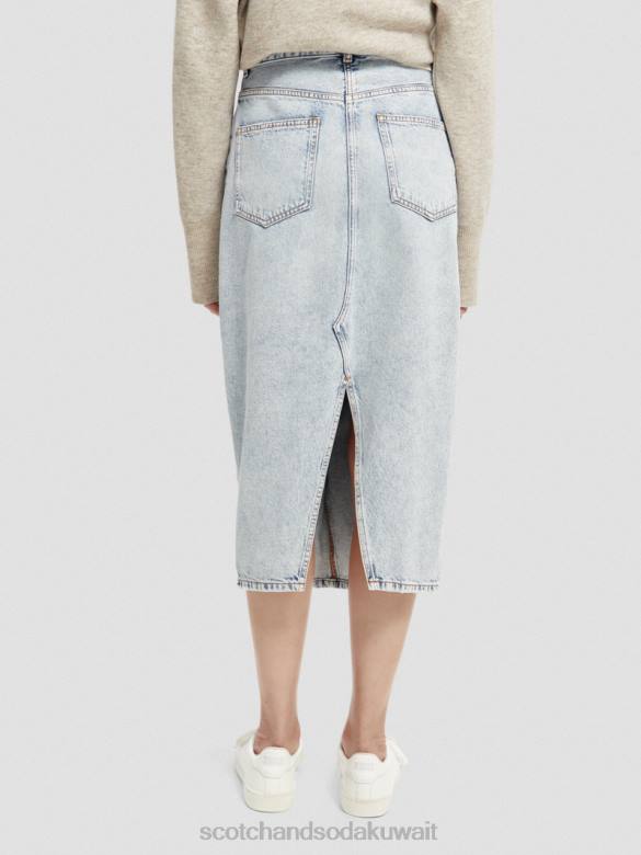 ملابس Scotch & Soda تنورة قلم رصاص ميدي من الدنيم عالية الارتفاع عهد جديد نحيف N0V41
