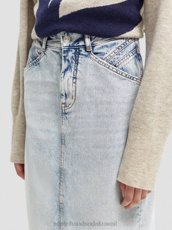 ملابس Scotch & Soda تنورة قلم رصاص ميدي من الدنيم عالية الارتفاع عهد جديد نحيف N0V41