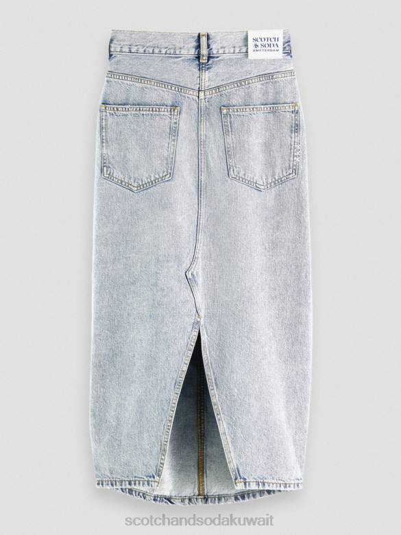 ملابس Scotch & Soda تنورة قلم رصاص ميدي من الدنيم عالية الارتفاع عهد جديد نحيف N0V41