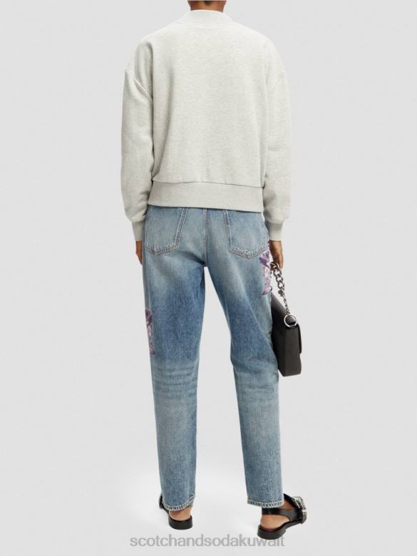 ملابس Scotch & Soda كنزة فضفاضة ذات رقبة على شكل قمع مزيج الرمادي نحيف N0V4200