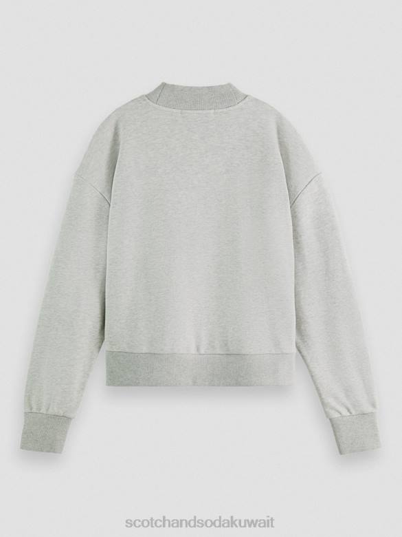 ملابس Scotch & Soda كنزة فضفاضة ذات رقبة على شكل قمع مزيج الرمادي نحيف N0V4200