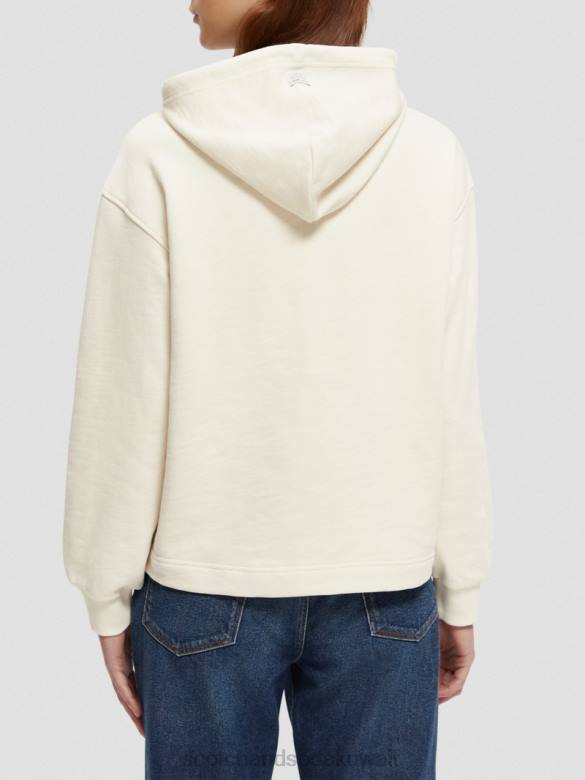 ملابس Scotch & Soda هوديي قصير من القطن العضوي قبالة الأبيض نحيف N0V4202