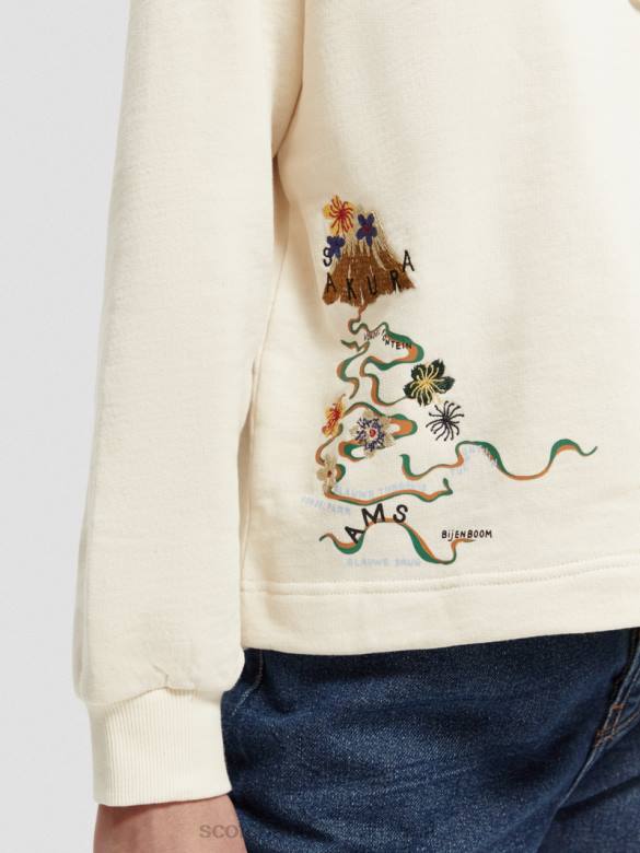 ملابس Scotch & Soda هوديي قصير من القطن العضوي قبالة الأبيض نحيف N0V4202