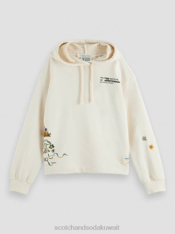 ملابس Scotch & Soda هوديي قصير من القطن العضوي قبالة الأبيض نحيف N0V4202
