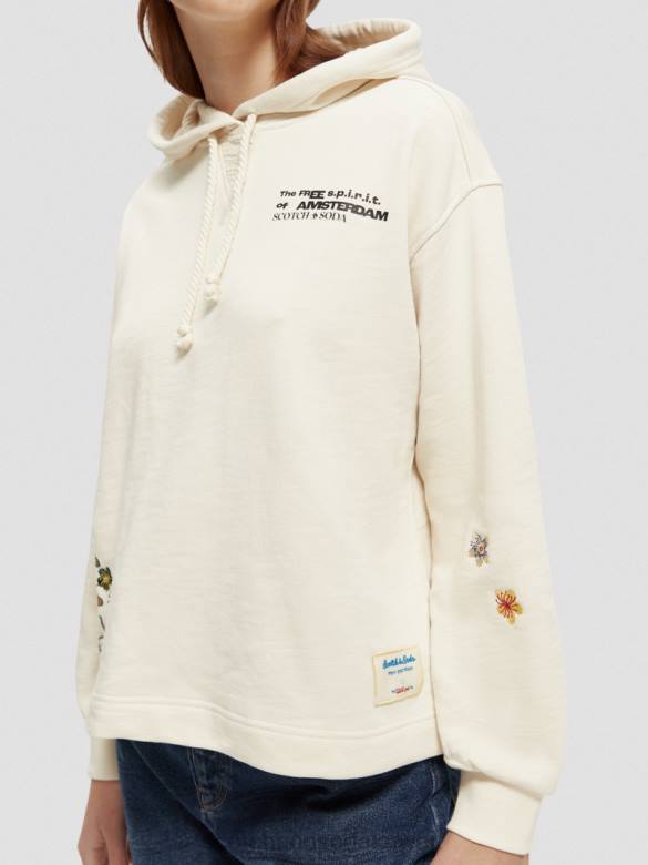 ملابس Scotch & Soda هوديي قصير من القطن العضوي قبالة الأبيض نحيف N0V4202
