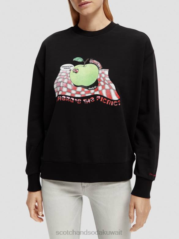 ملابس Scotch & Soda سترة فضفاضة ذات عمل فني عتيق أسود نحيف N0V4204