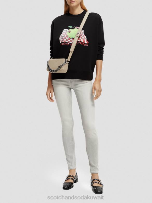 ملابس Scotch & Soda سترة فضفاضة ذات عمل فني عتيق أسود نحيف N0V4204