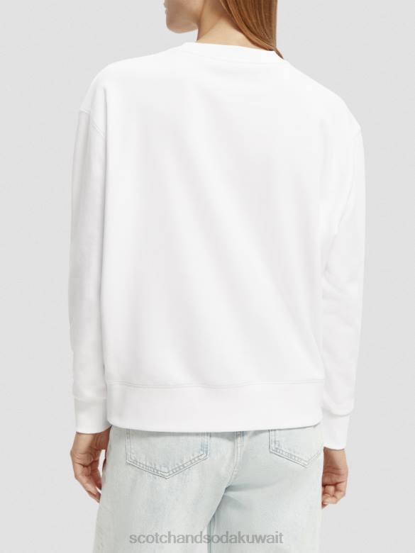 ملابس Scotch & Soda سترة فضفاضة ذات عمل فني عتيق أبيض نحيف N0V4205