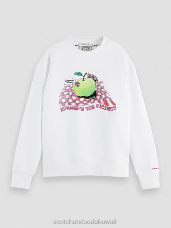 ملابس Scotch & Soda سترة فضفاضة ذات عمل فني عتيق أبيض نحيف N0V4205
