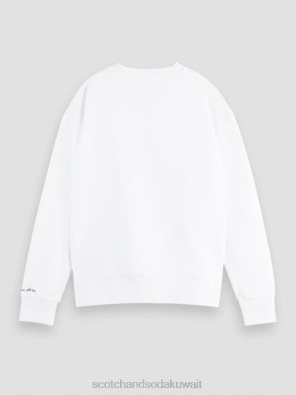ملابس Scotch & Soda سترة فضفاضة ذات عمل فني عتيق أبيض نحيف N0V4205