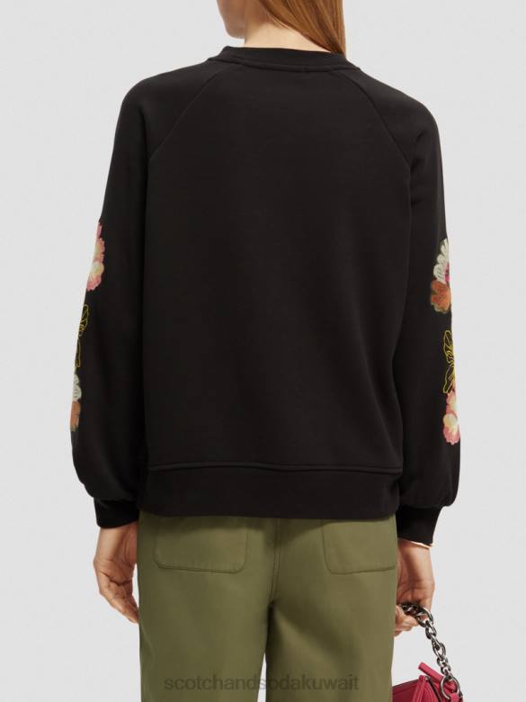 ملابس Scotch & Soda سترة بأكمام مطرزة أسود نحيف N0V4209