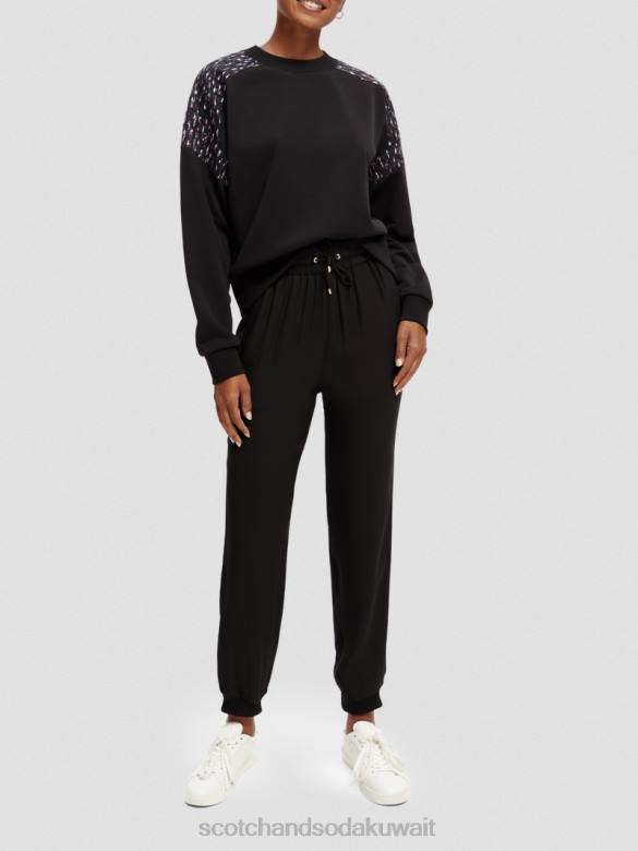 ملابس Scotch & Soda سترة من النوع الثقيل مبطنة بقصة مريحة أسود نحيف N0V4210