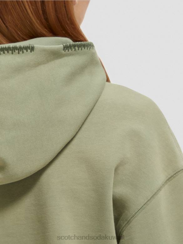 ملابس Scotch & Soda هوديي عمل فني فضفاض جيش نحيف N0V4214