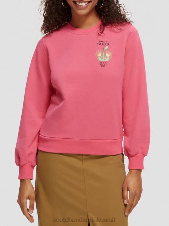 ملابس Scotch & Soda البلوز العمل الفني لكمة الوردي نحيف N0V4215