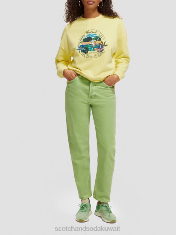 ملابس Scotch & Soda كنزة فضفاضة ذات رقبة دائرية ورسومات جرافيك الفشار نحيف N0V4218
