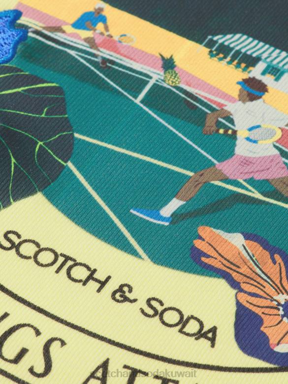 ملابس Scotch & Soda كنزة فضفاضة ذات رقبة دائرية ورسومات جرافيك الفشار نحيف N0V4218