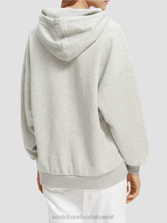 ملابس Scotch & Soda هوديي العمل الفني الأزهار المتضخم مزيج الرمادي نحيف N0V4220