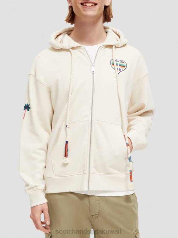 ملابس Scotch & Soda ولد ليحب هوديي العمل الفني بيج فاتح نحيف N0V4221