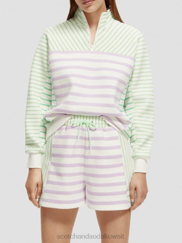 ملابس Scotch & Soda سترة مريحة بنصف سحاب مخطط نحيف N0V4229