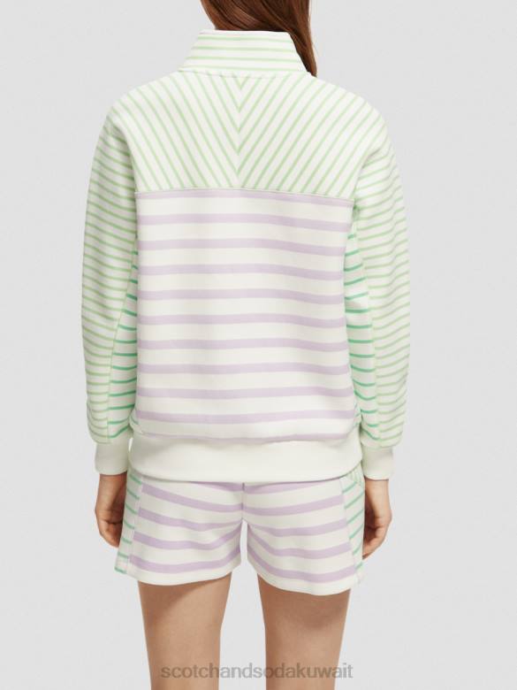 ملابس Scotch & Soda سترة مريحة بنصف سحاب مخطط نحيف N0V4229
