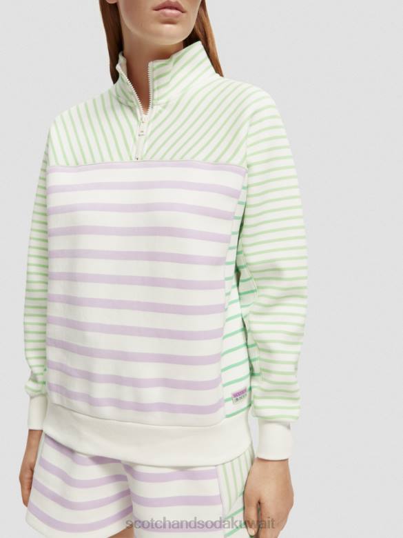 ملابس Scotch & Soda سترة مريحة بنصف سحاب مخطط نحيف N0V4229