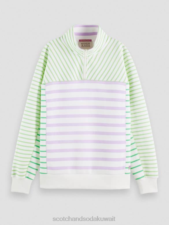 ملابس Scotch & Soda سترة مريحة بنصف سحاب مخطط نحيف N0V4229