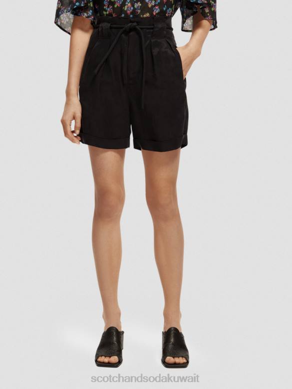 ملابس Scotch & Soda شورت قصير الارتفاع مرتفع أسود نحيف N0V4234