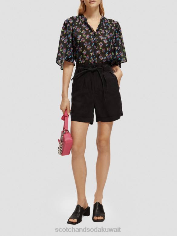 ملابس Scotch & Soda شورت قصير الارتفاع مرتفع أسود نحيف N0V4234
