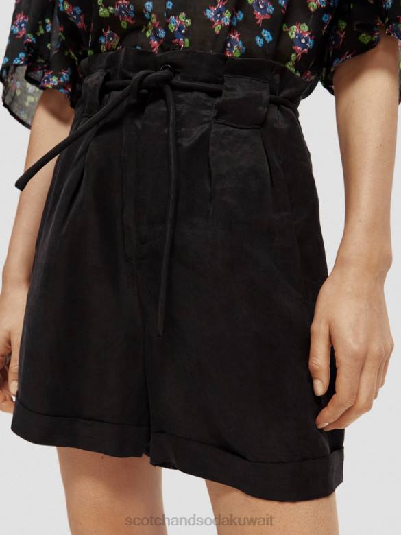 ملابس Scotch & Soda شورت قصير الارتفاع مرتفع أسود نحيف N0V4234