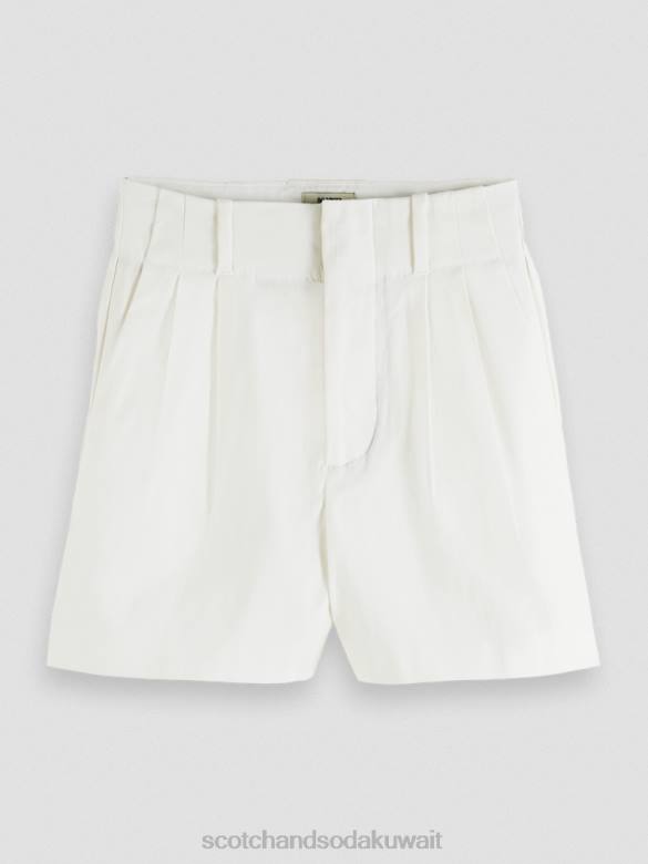 ملابس Scotch & Soda شورت مطوي شاهقة قبالة الأبيض نحيف N0V4236
