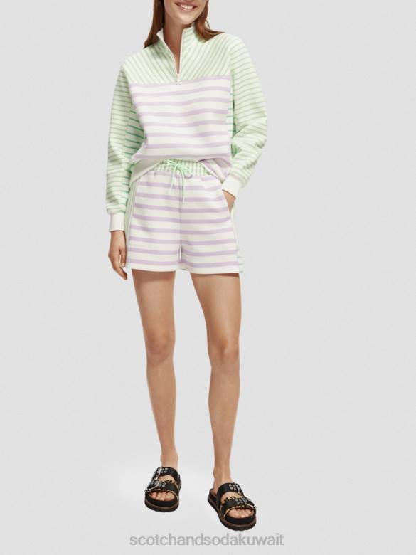 ملابس Scotch & Soda شورت عرق مطبوع عالي الارتفاع مخطط نحيف N0V4243